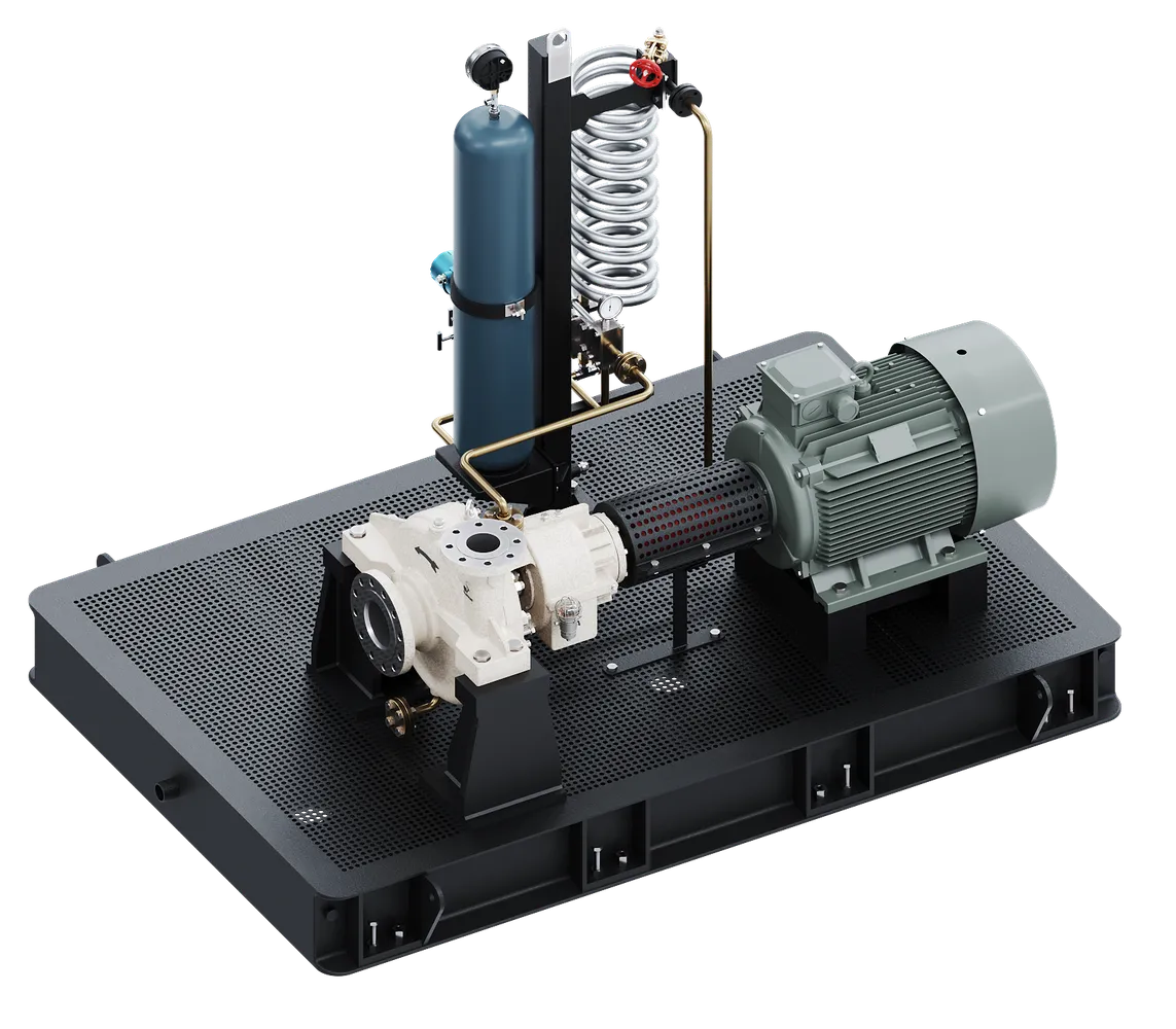 GURDE API 610 OH2 proses pompası, skid üzerinde komple paket