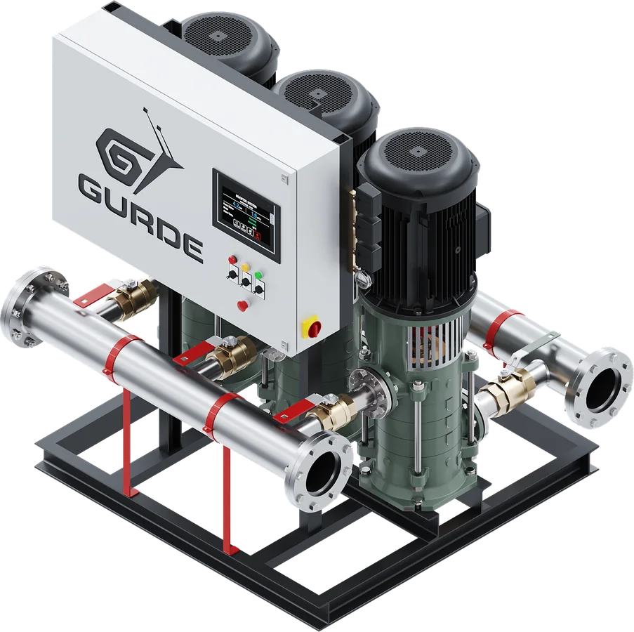 Triple-pump fully automatic booster set with cast impellers
