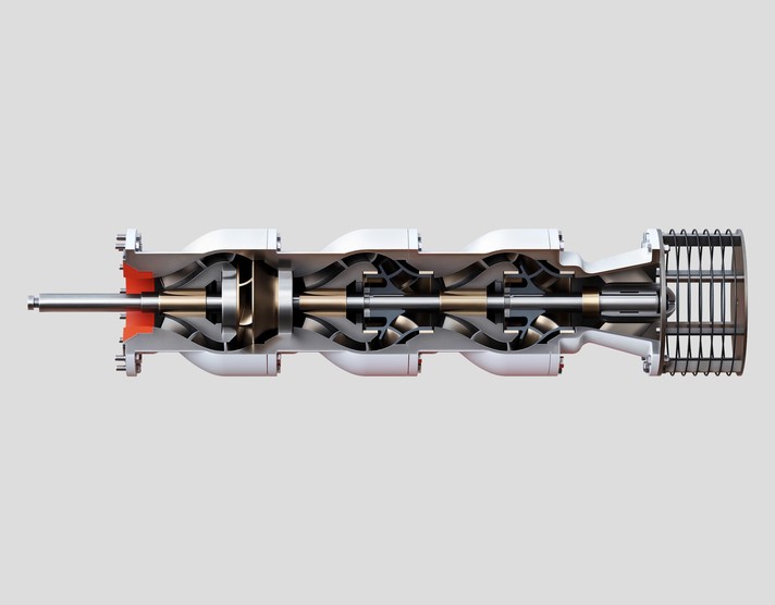 Multistage pump sectional view