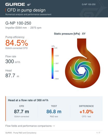 Cover page of the report G-NP 100-250: CFD in pump design